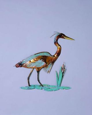COPPER HERON WALL SCULPTURE