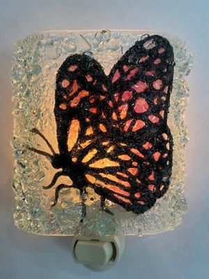 PINK BUTTERFLY RECYCLED BOTTLE GLASS NIGHT LIGHT