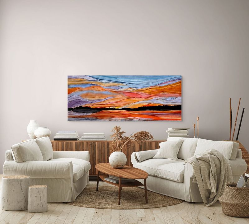 WONDEROUS #2566 | 60&quot; X 24&quot; | ALCOHOL INK ON ALUMINUM