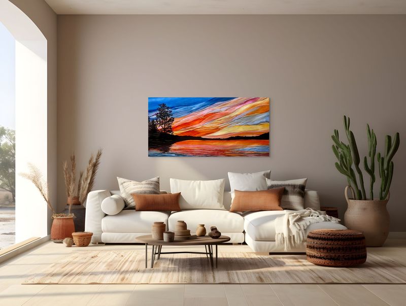 FLEETING LIGHT #2571 | 48&quot; X 24&quot; | ALCOHOL INK ON ALUMINUM