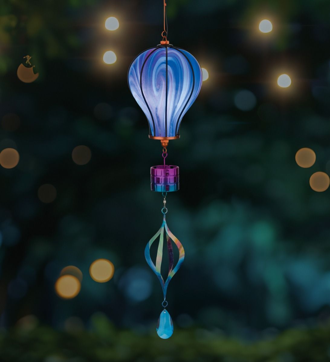SWIRL BALLOON SPINNER SOLAR LANTERN - PURPLE