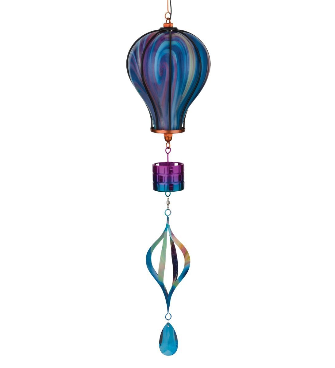SWIRL BALLOON SPINNER SOLAR LANTERN - PURPLE