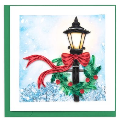 QUILLED GREETING CARD | HOLIDAY LAMP POST