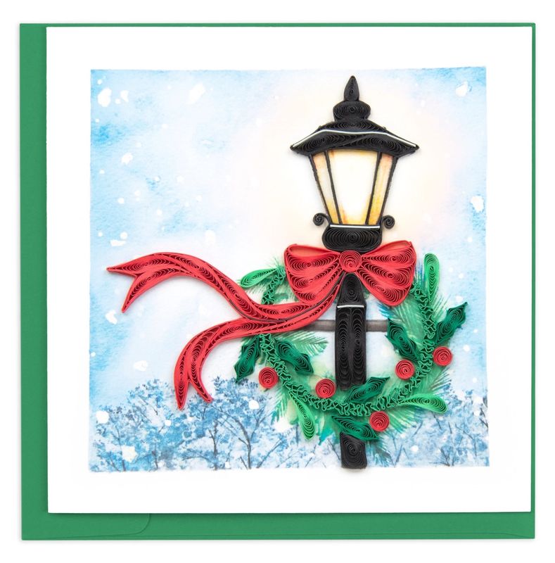 QUILLED GREETING CARD | HOLIDAY LAMP POST