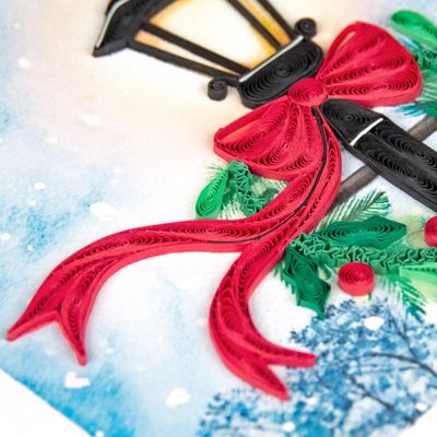 QUILLED GREETING CARD | HOLIDAY LAMP POST