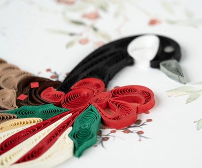 QUILLED GREETING CARD - CHRISTMAS GOOSE
