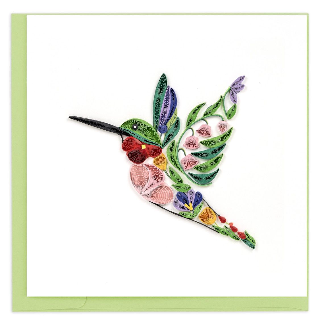 QUILLED GREETING CARD | FLORAL HUMMINGBIRD