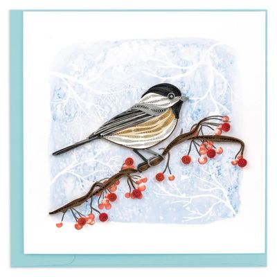 QUILLED GREETING CARD | WINTER CHICKADEE