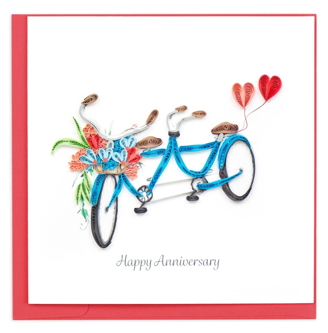 QUILLED GREETING CARD | TANDEM BICYCLE ANNIVERSARY