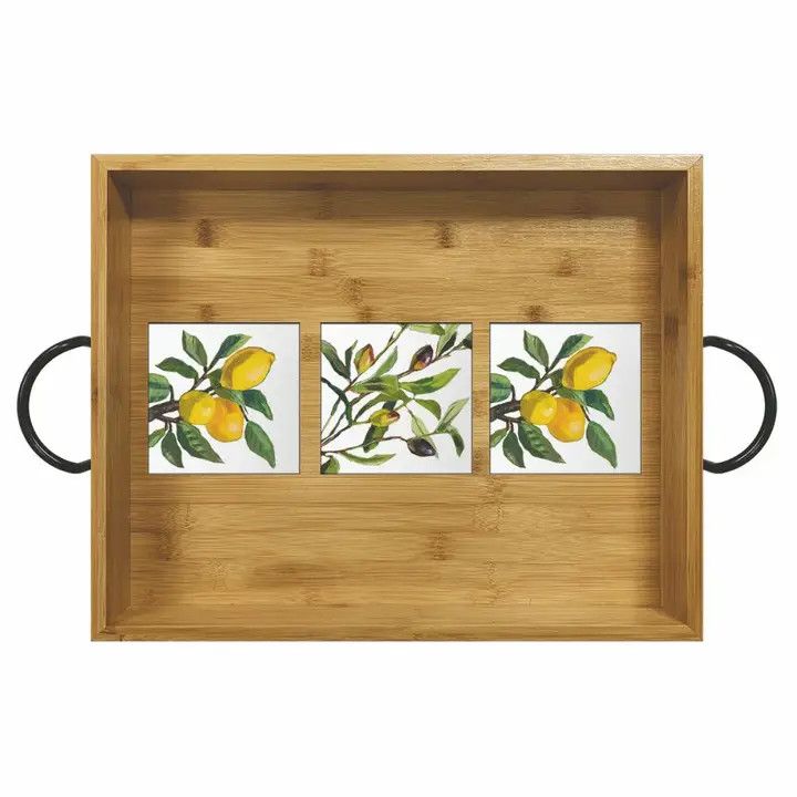 BAMBOO WOOD SERVING TRAY - LEMON / OLVES MUSEE