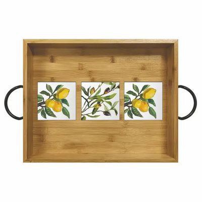 BAMBOO WOOD SERVING TRAY - LEMON / OLVES MUSEE