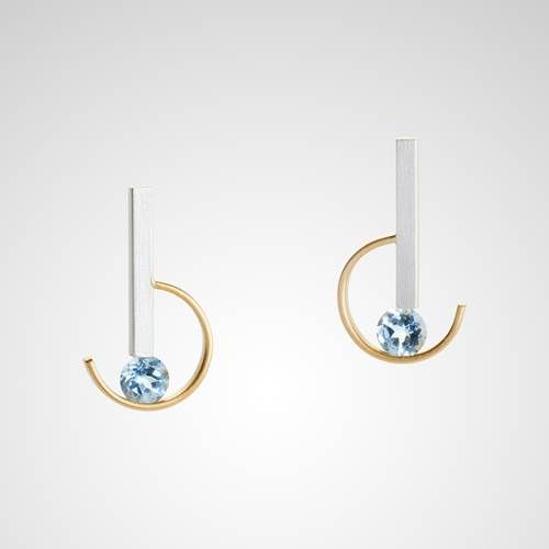 Inverted Question Mark Earring - Blue Topaz