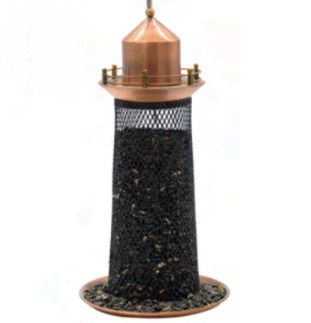 MESH LIGHTHOUSE BIRD FEEDER - COPPER PLATED