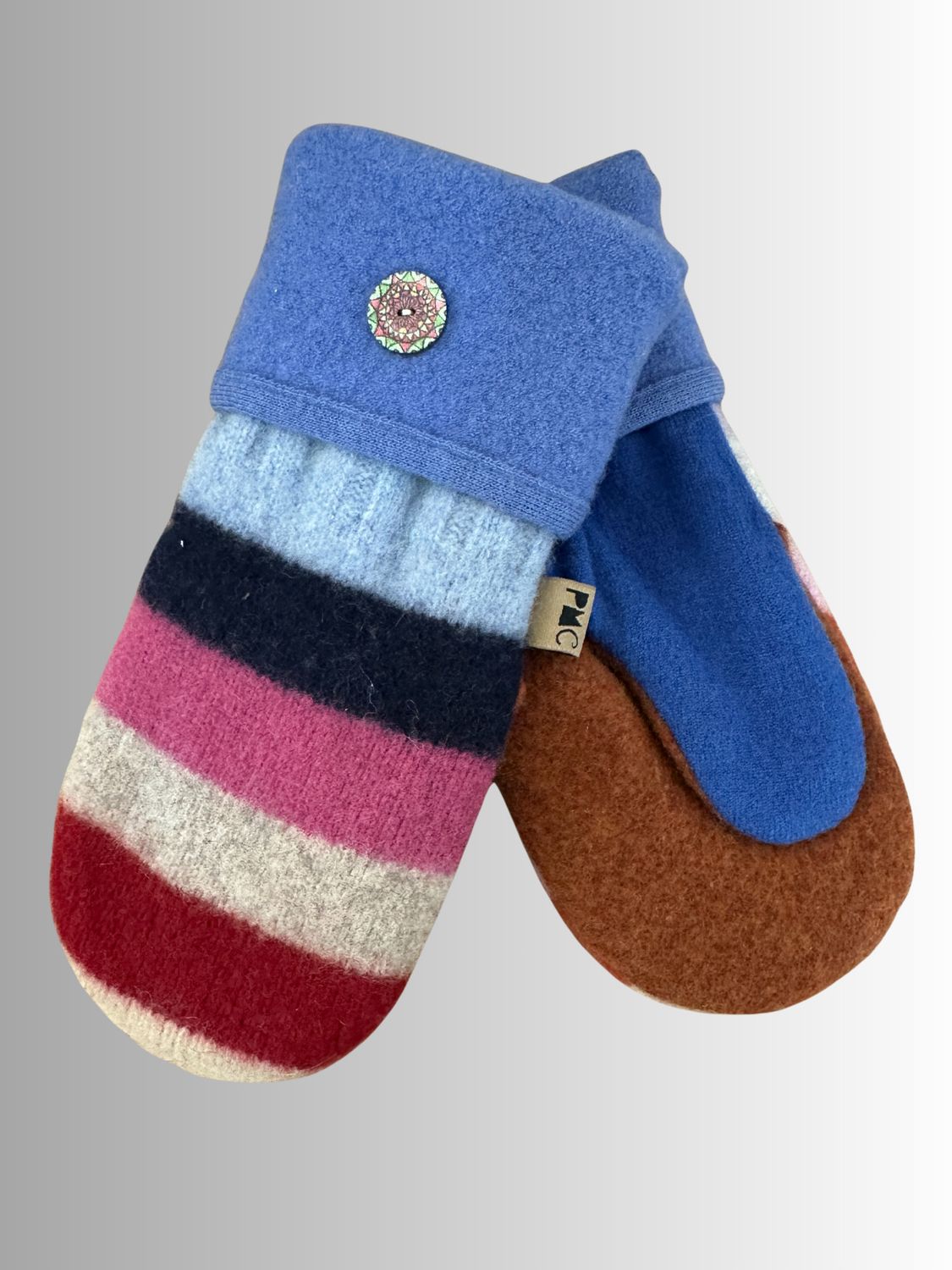 MITTENS - 100% WOOL W/ FLEECE LINING - RECYCLED/UPCYCLED - COTTON CANDY
