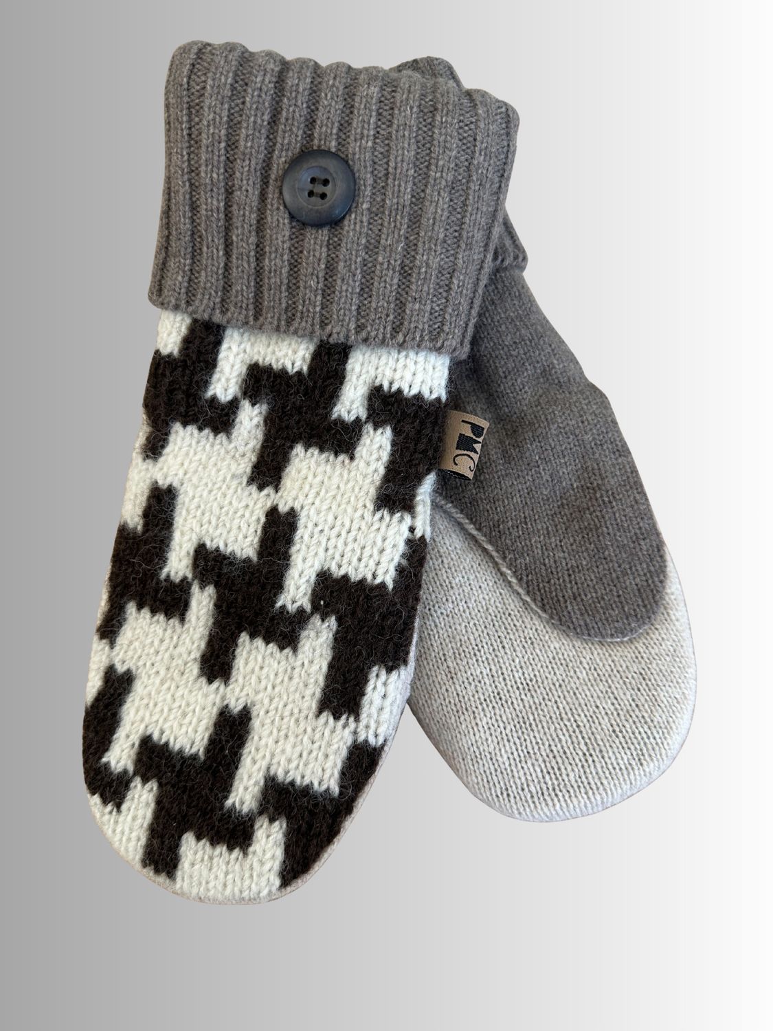 MITTENS - 100% WOOL W/ FLEECE LINING - RECYCLED/UPCYCLED - HOUNDS BROWN