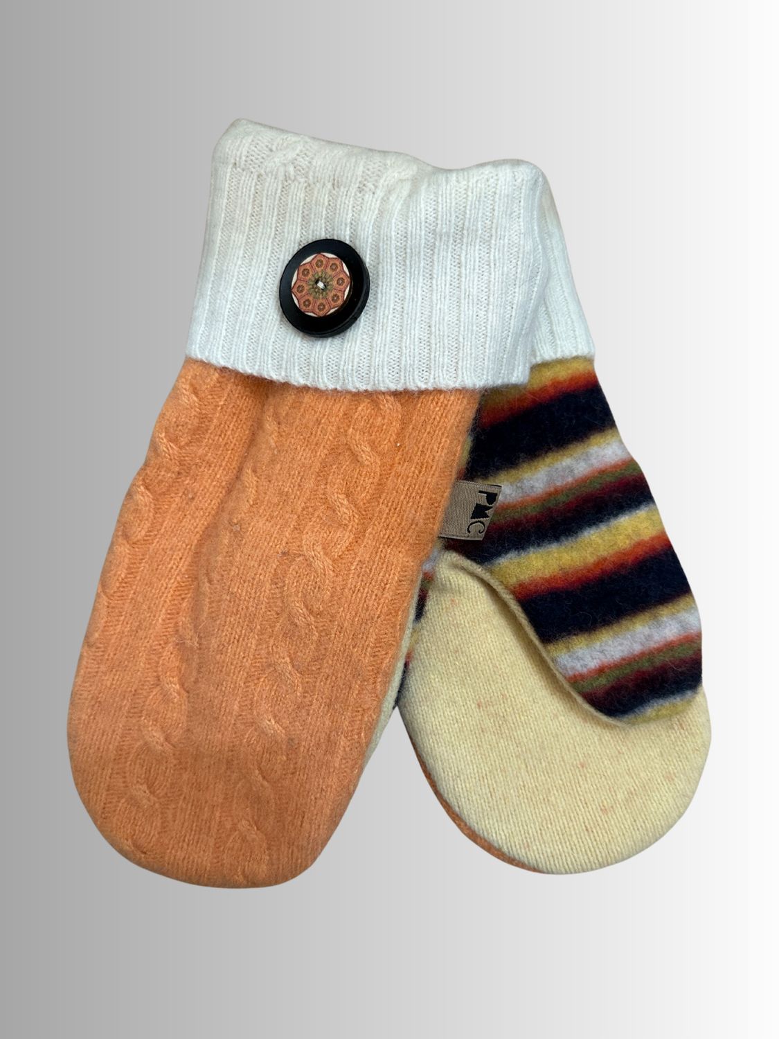 MITTENS - 100% WOOL W/ FLEECE LINING - RECYCLED/UPCYCLED - PUMPKIN SPICE
