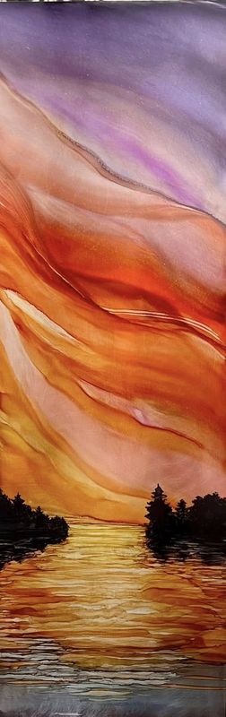 STAY A LITTLE LONGER #2509 | 12&quot; X 36&quot; | ALCOHOL INK ON ALUMINUM