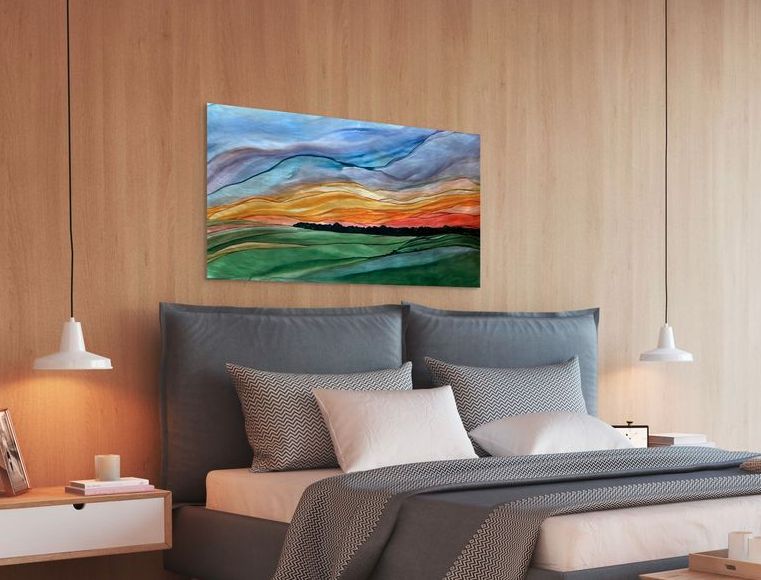 WAVING GOODBYE #2494 | 48&quot; X 24&quot; | ALCOHOL INK ON ALUMINUM