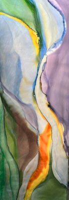 MOVING FORWARD #2447 | 12"X 36" | ALCOHOL INK ON ALUMINUM