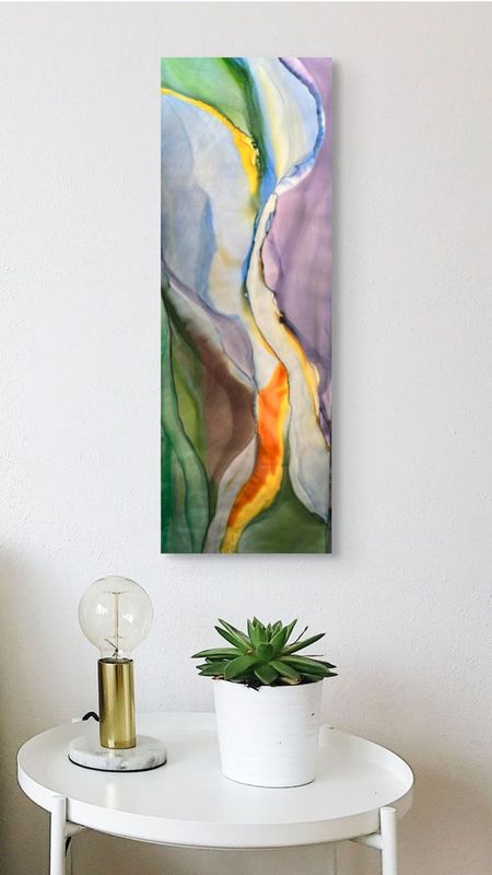 MOVING FORWARD #2447 | 12&quot;X 36&quot; | ALCOHOL INK ON ALUMINUM