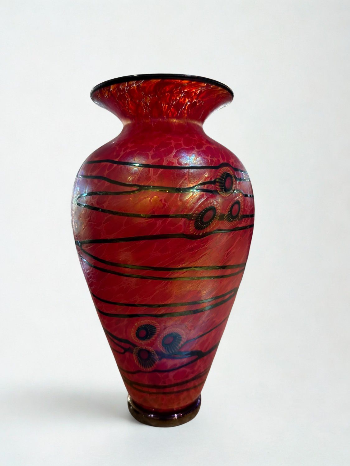RED VASE BY LINDSAY ART GLASS