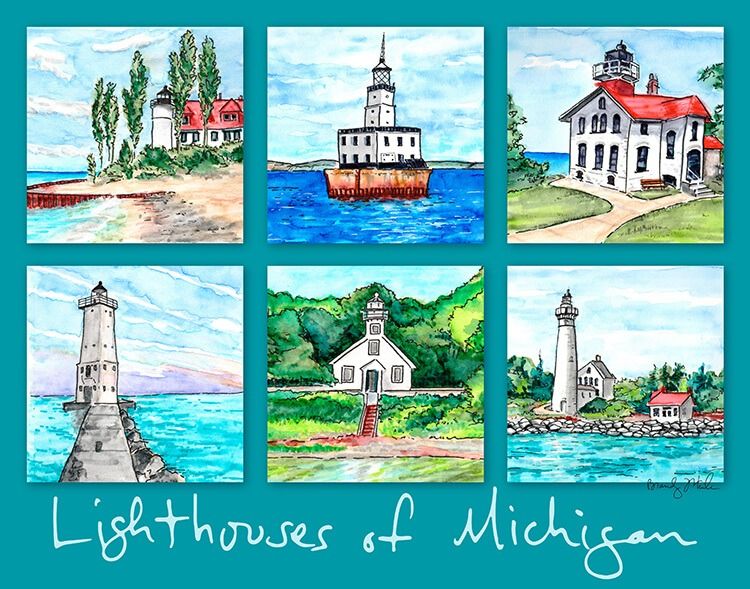 11x14 Poster - Lighthouses of Michigan by Brandy Wheeler