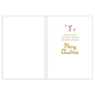 Santa Trimming Tree | Holiday Card