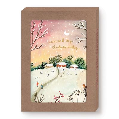 Red Sky Cozy Christmas | Boxed Holiday Cards | Set of 10