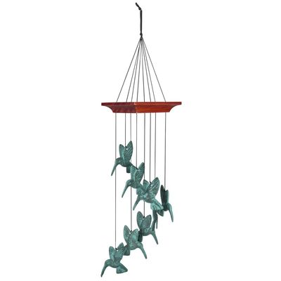 HUMMINGBIRD SPIRAL WINDCHIME | VERDIGRIS