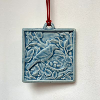 Blue Jay Bird Ceramic Ornament - Freshwater Blue