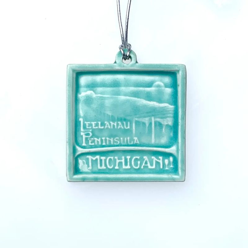 Leelanau Peninsula Ceramic Ornament - Bermuda Aqua