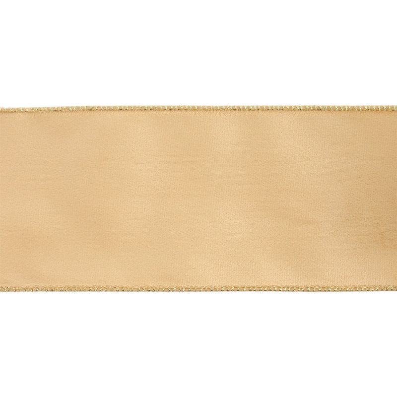 4" Reversible Classic Velvet Wired Ribbon | Tan/Gold | 10 Yard Roll