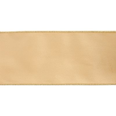 4" Reversible Classic Velvet Wired Ribbon | Tan/Gold | 10 Yard Roll