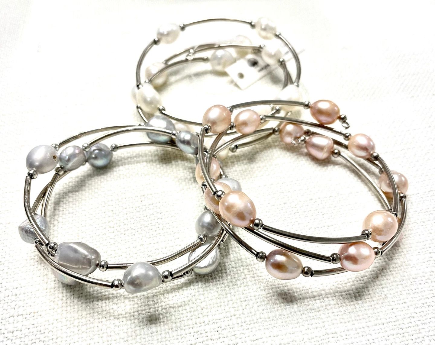 Spring Wrap Bracelet| Pink Pearl and Silver