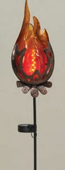 36&quot; H Solar Fire Glow Lighted Yard Stake