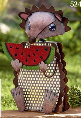 12.6in Solar Metal Hedgehog w/ Watermelon