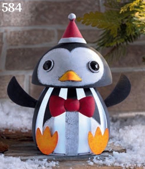 10.24in Solar Metal Penguin
