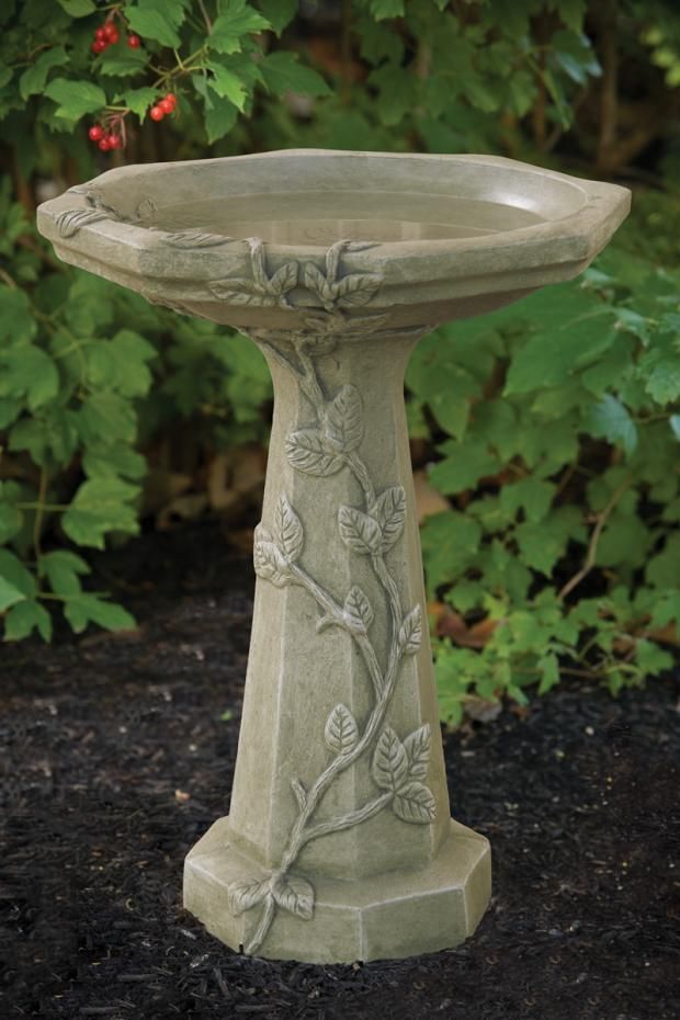 LARGE VINE BIRDBATH | GREEN MOSS FINISH (ONE PIECE)