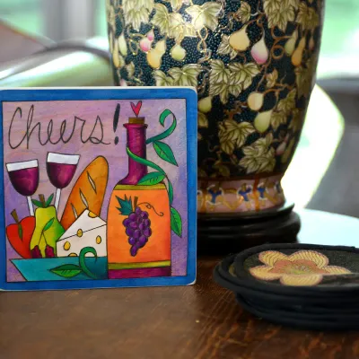 PEAR ME ANOTHER ONE -  6x6" WOOD WALL ART - "CHEERS"
