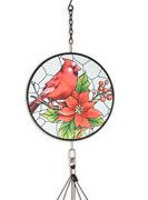 40" CARDINAL STAIN GLASS WIND CHIME