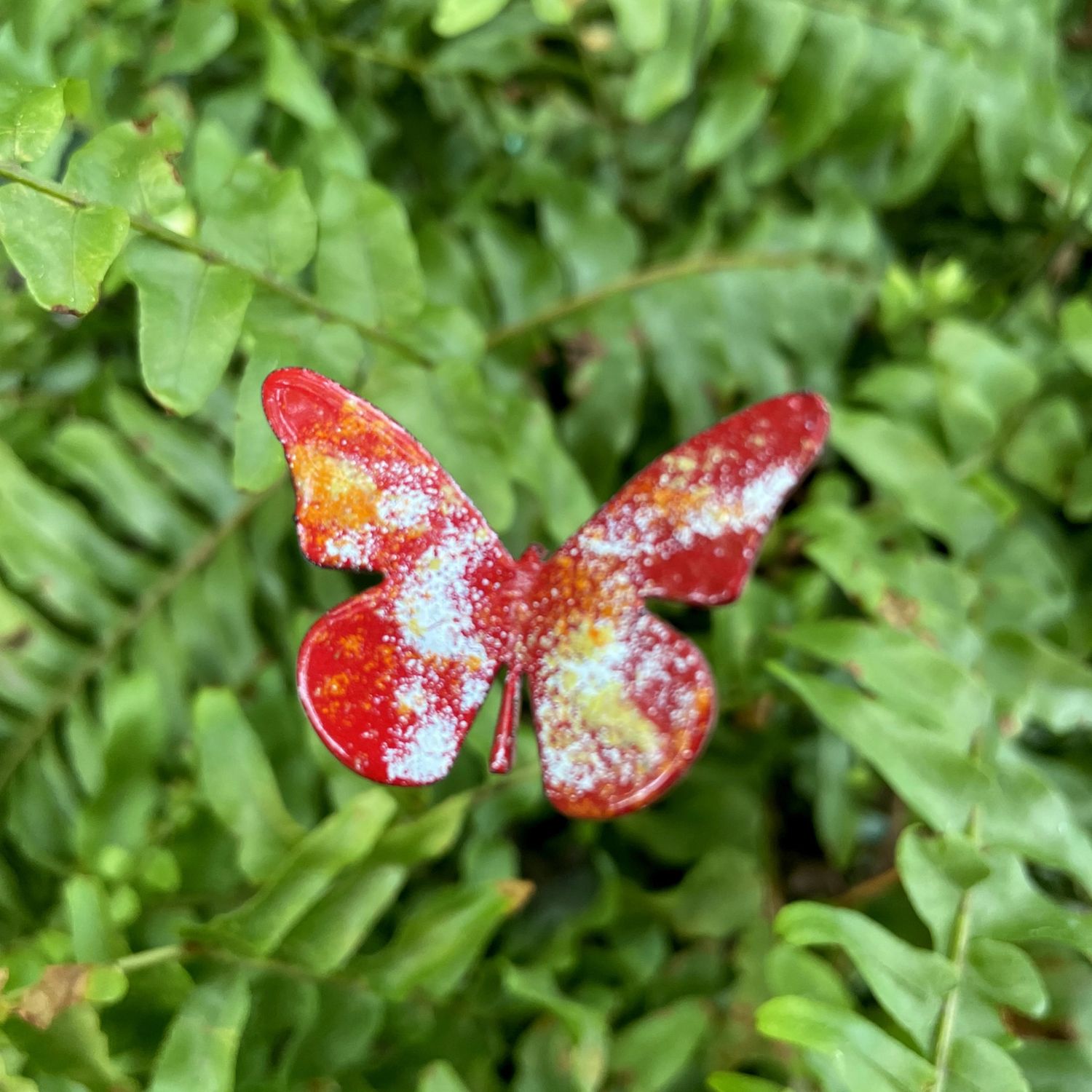 Copper Butterfly Small- Plant Stake, Color: Red
