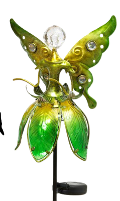 SOLAR FAIRY ANGEL GARDEN STAKE - GREEN