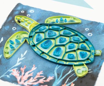 QUILLED GREETING CARD SEA TURTLE