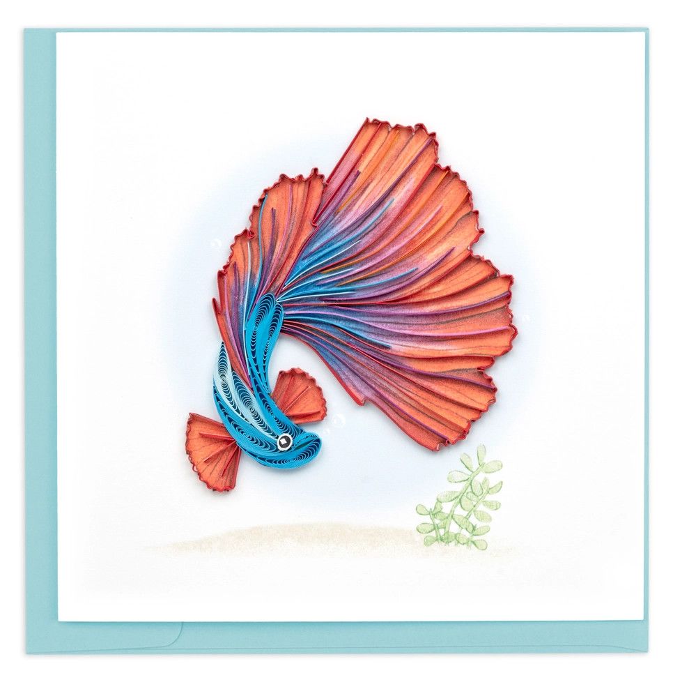 QUILLED GREETING CARD BETTA FISH