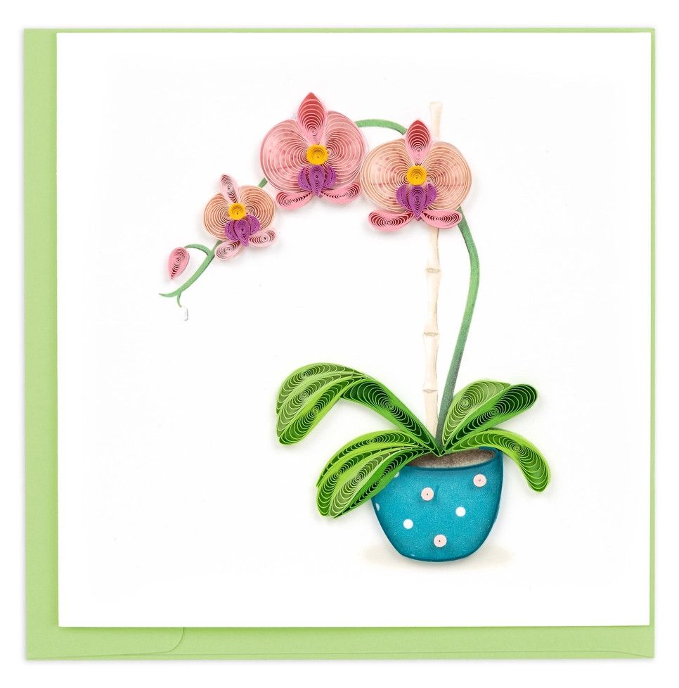 QUILLED GREETING CARD POTTED ORCHID