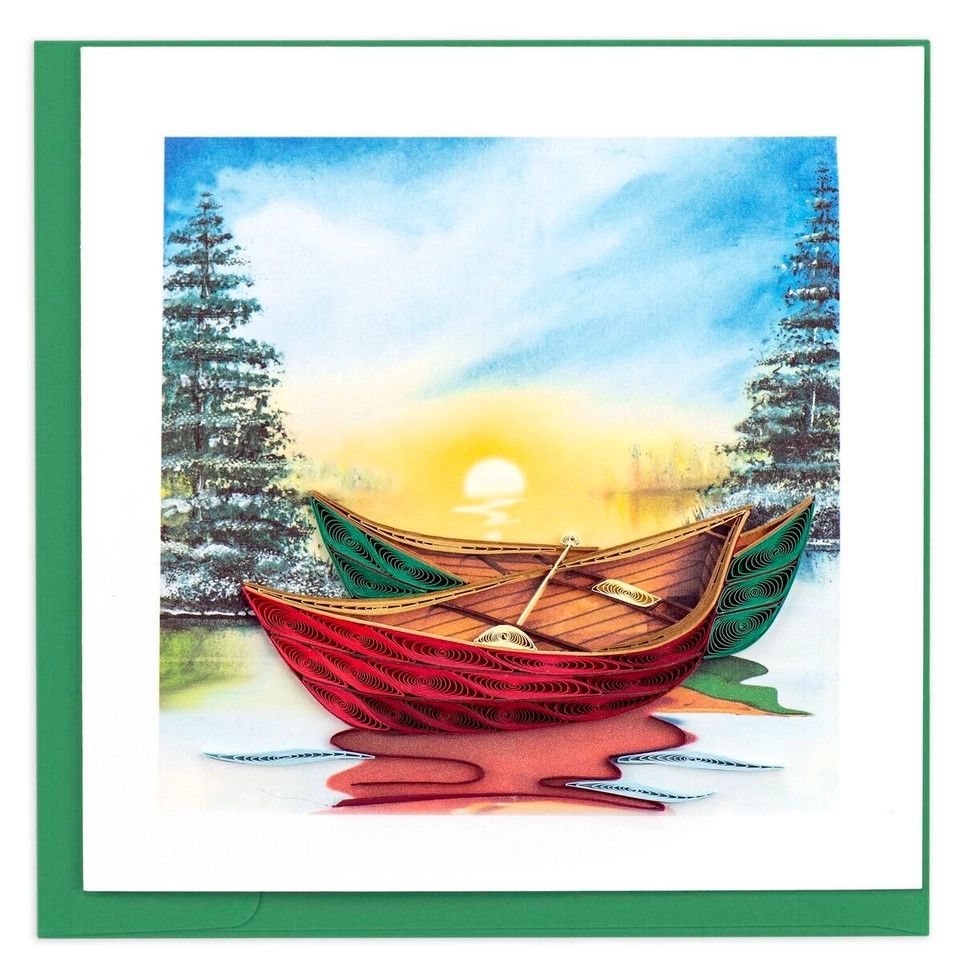 QUILLED GREETING CARD RIVER CANOES
