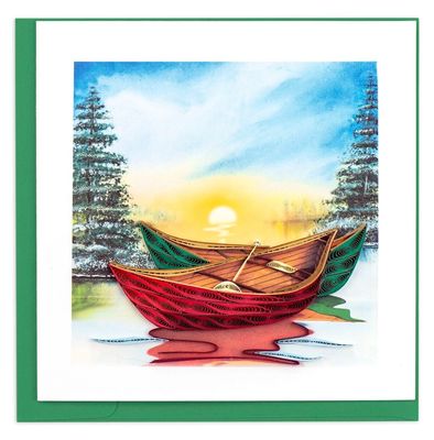 QUILLED GREETING CARD RIVER CANOES