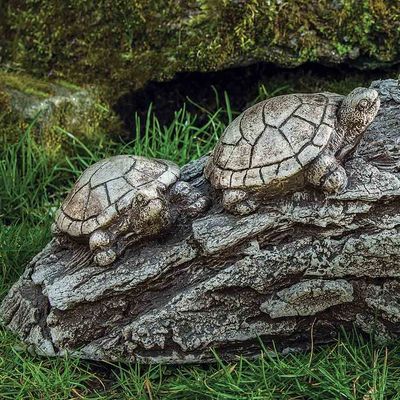 TRAFFIC JAM STONE SCULPTURE - TURTLES ON LOG