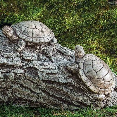 TRAFFIC JAM STONE SCULPTURE - TURTLES ON LOG