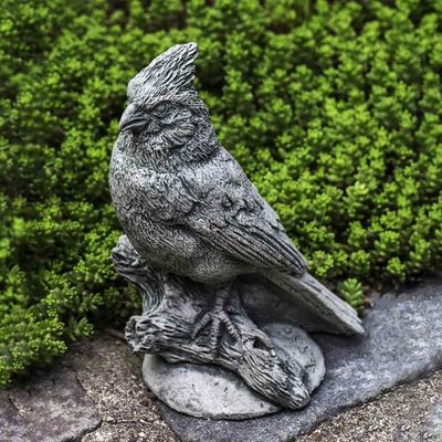 NORTHERN CARDINAL STONE STATUE IN ALPINE STONE